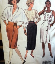 7803 VOGUE RAISED WAIST MOCK WRAP SKIRT LENGTHS PATTERN 6-10